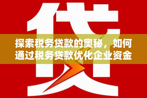 西屿探索税务贷款的奥秘，如何通过税务贷款优化企业资金流