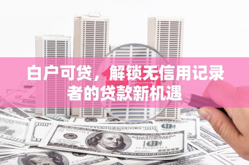 西屿白户可贷，解锁无信用记录者的贷款新机遇