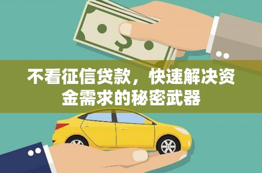 西屿不看征信贷款，快速解决资金需求的秘密武器